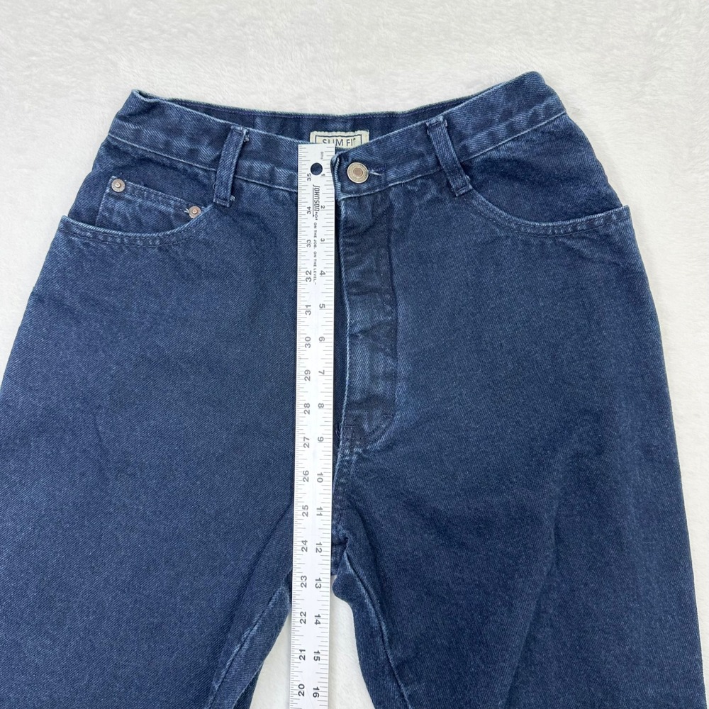 County Seat High Waist Jeans Womens 12L Long Slim Fit Dark Wash Denim Pants VTG - Picture 7 of 12